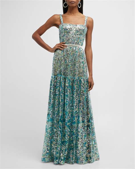 Bronx And Banco Midnite Sleeveless Sequin Gown In Green Lyst