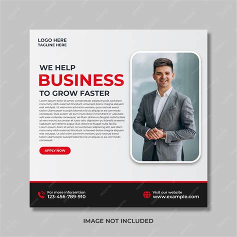 Grow business social media post and corporate web banner template