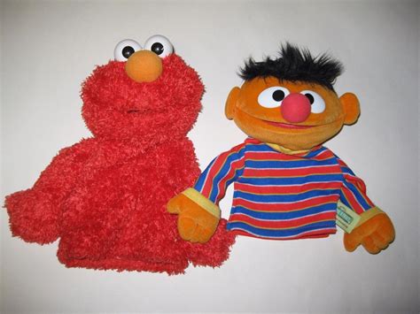 Sesame Street Elmo Hand Puppet 11 And Ernie 9 By Gund Sesame Street