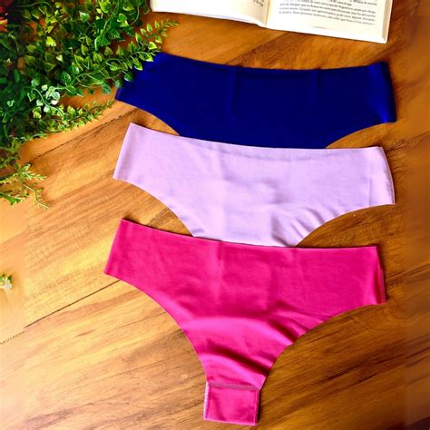 Kit 5 Calcinha Sem Costura Corte a Laser Lisa Cós Alto Lingerie Conforto Lingerie Shopee Brasil