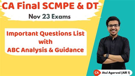 SCMPE DT ABC Analysis Important Questions List CA Final Nov 23