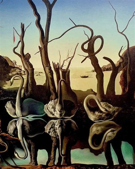 Swans Reflecting Elephants By Salvadordali En Salvador Dal