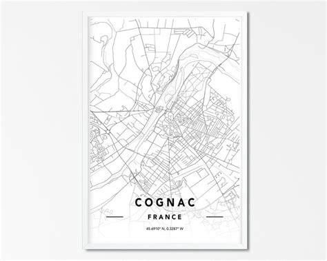 Cognac France City Map Print, Custom City Map, Cognac Map Print, Cognac ...