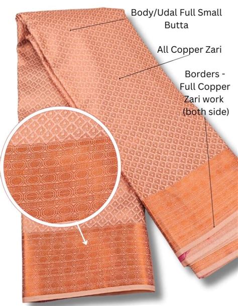 Kps Light Brown Kubera Pattu Saree With Full Copper Zari Inthiga