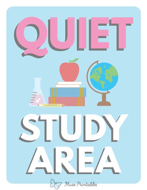 Printable Quiet Study Area Sign