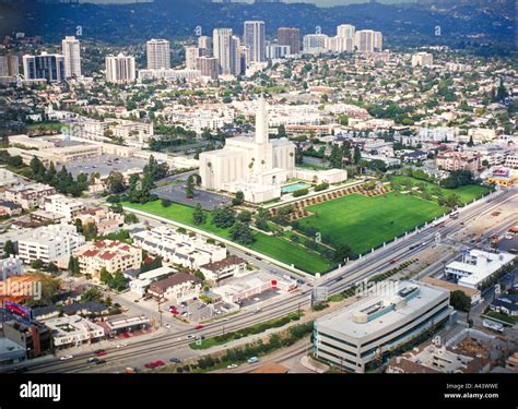 Aerial Of The Mormon Temple In Los Angeles California Usa Stock Photo