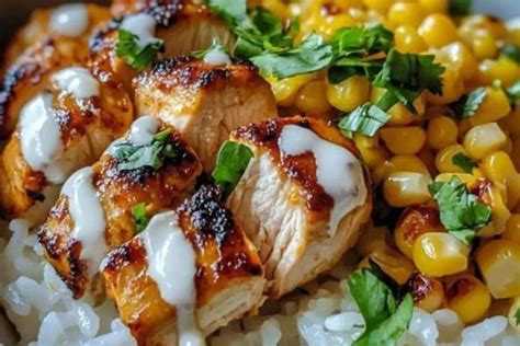 Street Corn Chicken Rice Bowl Receta