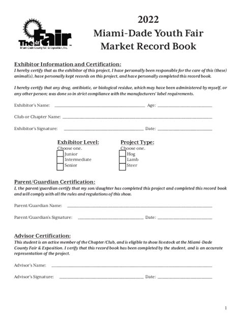 Fillable Online 2022 Pasco County Fair Market Swine Record Book