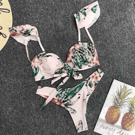 Mode Badmode Vrouwen Bloemenprint Bikini Set Zwemmen Twee Stuk