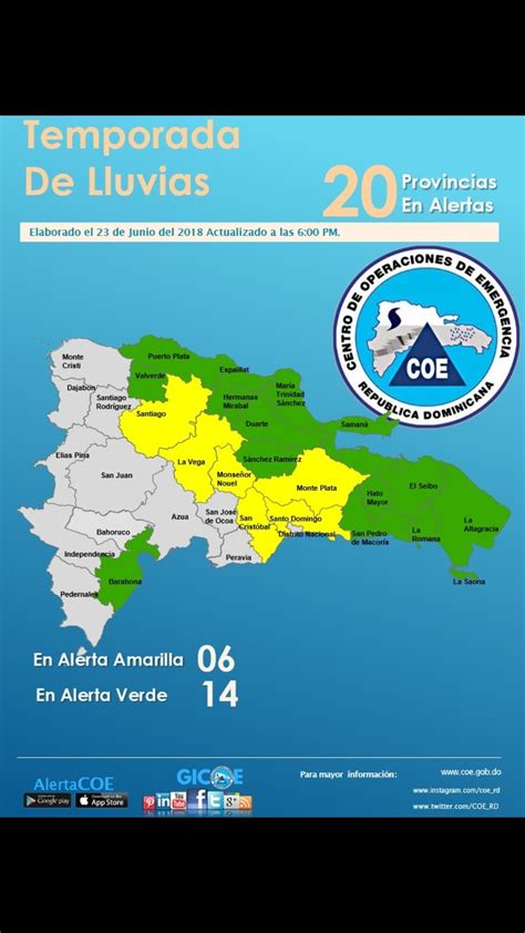 COE Eleva A 20 Las Provincias En Alerta Por Las Lluvias