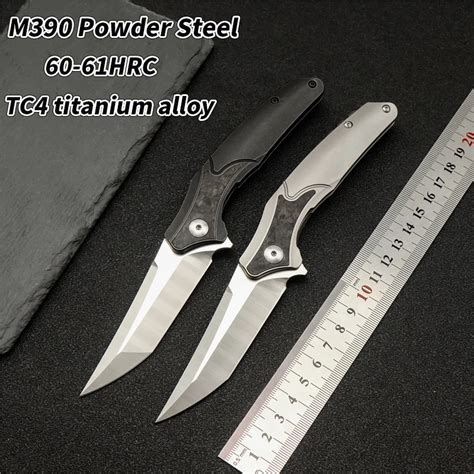 M390 Powder Steel Folding Knife Titanium Alloy Handle Sharp Hunting