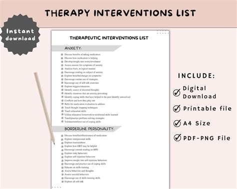 Therapeutic Interventions Therapist Cheat Sheets Progress Notes For