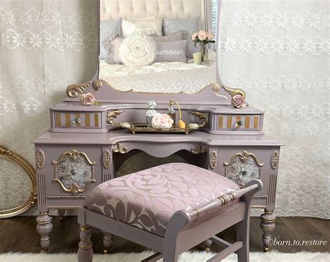 Vintage Vanity. Antique Vanity. Lavender Vanity. Painted Vanity. Makeup Table. Parlor Vanity ...