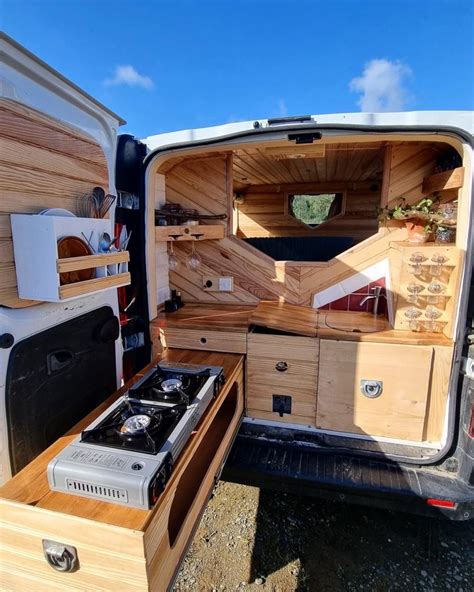 Amazing Rear Kitchen in Recycled Van Conversion