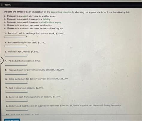 Solved Ebook Indicate The Effect Of Each Transaction On The