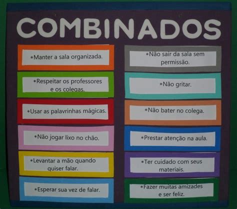 Combinados Sala De Aula - Combinados em EVA | Organização de sala de aula, Regras de sala de aula ...