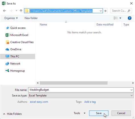 Create a Template in Excel