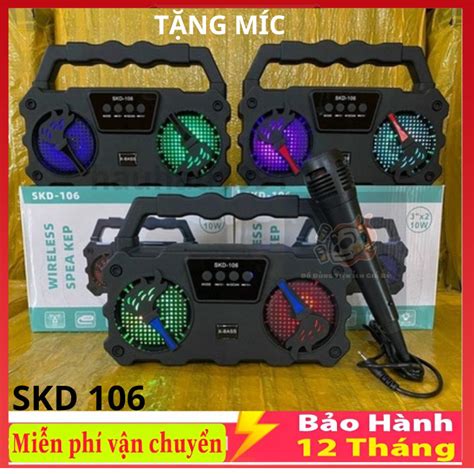 Loa Bluetooth Hát Karaoke SKD 106 Tặng Kèm Mic Nghe Nhạc Loa Bluetooth