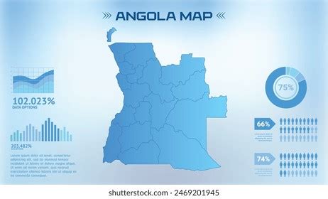 Blue Angola Map States Political Angola Stock Vector Royalty Free