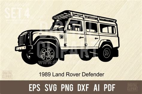 Land Rover Defender 1989 Classic Car Svg Gráfico Por Signreadydclipart