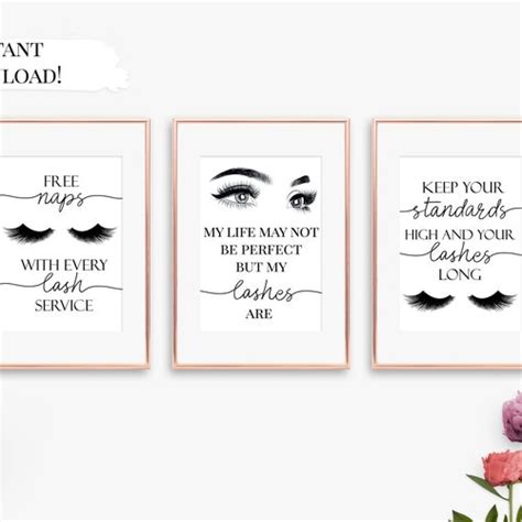 Eyelashes Print Set Esthetician Decor Lashes Decor Beauty Etsy