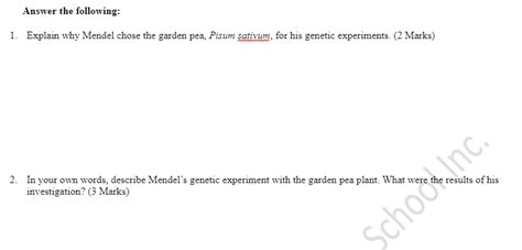 Solved Explain Why Mendel Chose The Garden Pea Pisum Chegg