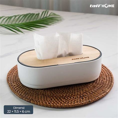 Jual Taffhome Kotak Tisu Kayu Oval Lifting Tissue Box Storage X