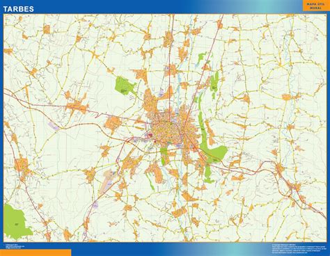 Tarbes Mapa En Vinilo Mural Netmaps Mapas De España Y Del Mundo