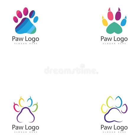 Paw Vector Logo Design Template. Stock Vector - Illustration of concept ...