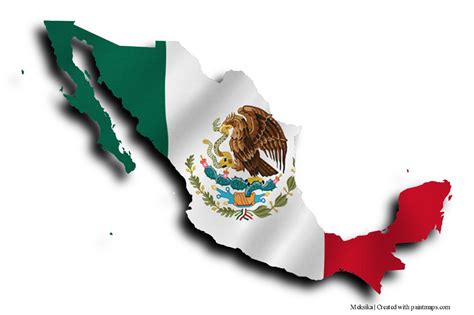 Bandera De México En El Mapa De México Mapa De Mexico Mexico Bandera Pais De Mexico