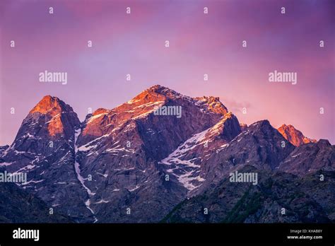 Sunset In Himalayas Stock Photo Alamy