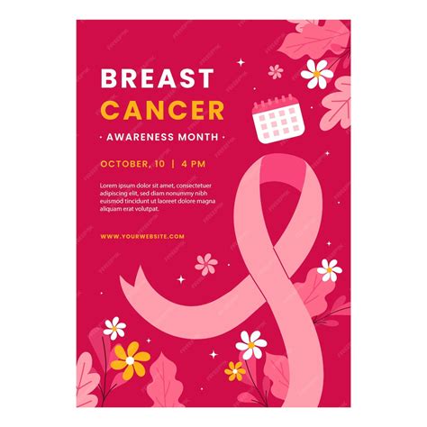 Free Vector Flat Vertical Poster Template For Breast Cancer Awareness Month