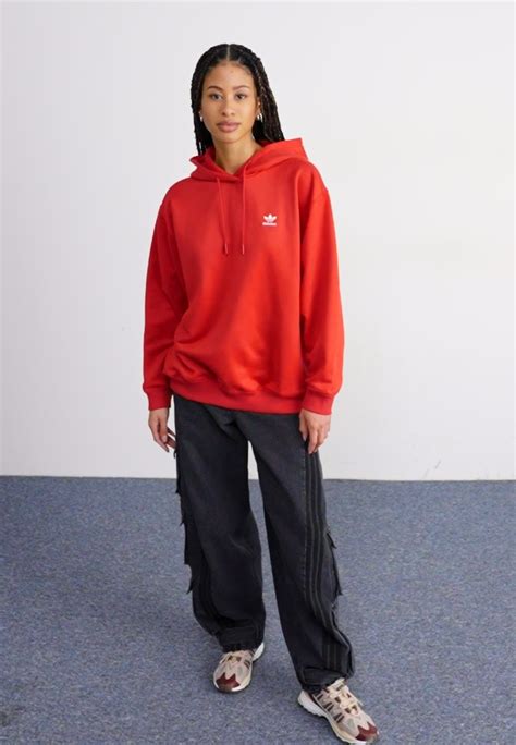 Adidas Originals Trefoil Hoodie Oversized Sweatshirt Better Scarlet