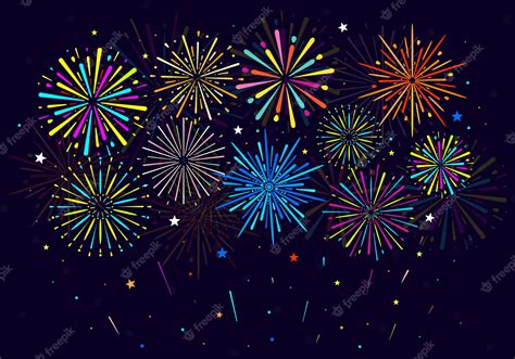 Premium Vector Festive Colorful Fireworks On Black Background Vector