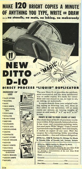 Ditto Machine | Vintage advertising art, Old technology, Vintage advertisements