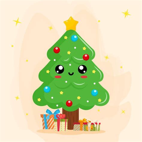 Premium Vector Kawaii Christmas Tree With Ts