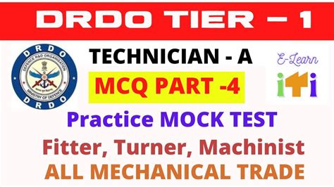 Drdo Tier Technician A Exam Practice Set Fitter Machinist Turner