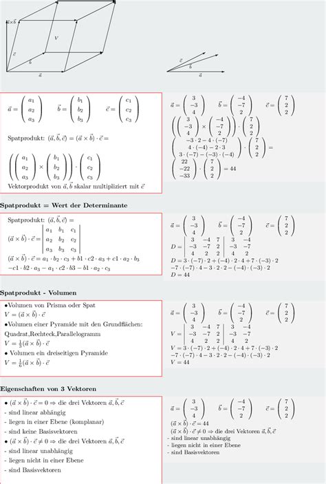 Analytische Geometrie Vektor Spatprodukt lineare Abhängigkeit