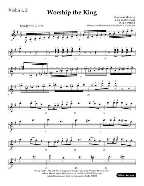 Worship The King Choral Anthem SATB Violin Sheet Music PDF Lifeway