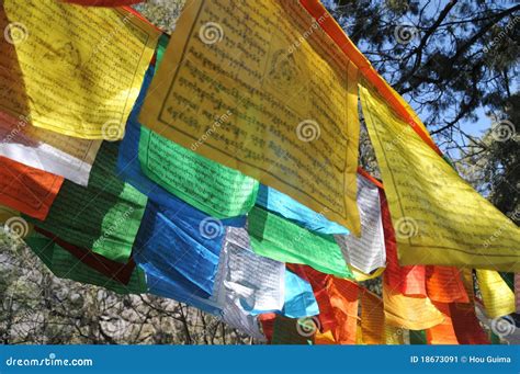 Long narrow flag in Tibet stock image. Image of blelieve - 18673091