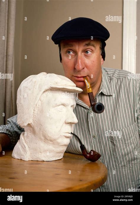 Actor Christopher Benjamin With A Sculpture Of Himself In 1988 Stock