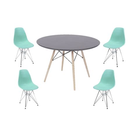 Conjunto Mesa Eames Eiffel 110cm Preto 4 Cadeiras Eames Eiffel