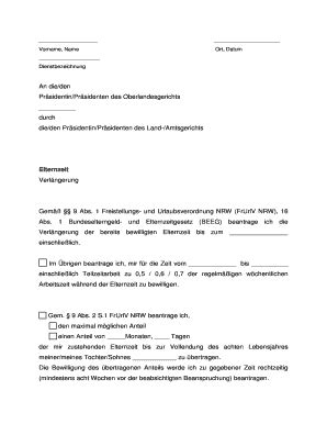 Ausf Llbar Online Antrag Auf Verl Ngerung Der Elternzeit Nrw Justiz