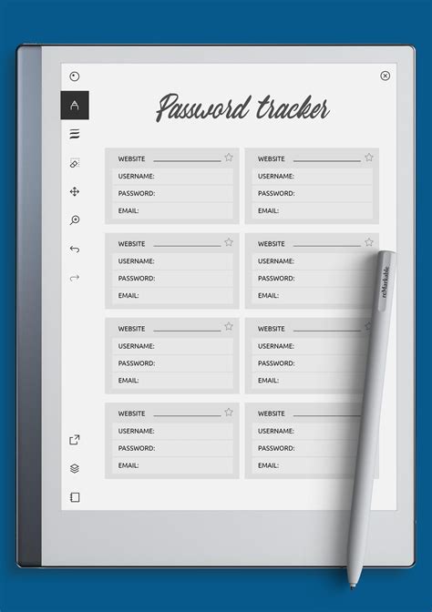 Download Printable Blush Pink Password Tracker Template Pdf