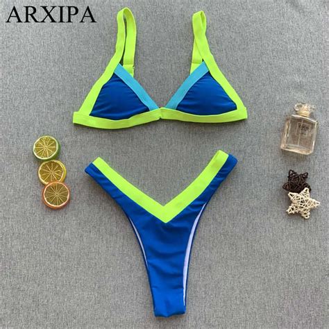 Arxipa High Cut Sexy Bikini Set Mini Fused Women Swimwear