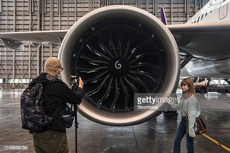 The jet engine of the first Airbus SE A321neo aircraft operated by ...