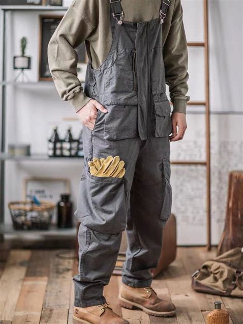 Sloppy Overalls Big Pockets Workwear With Zipper Fly Mixichic