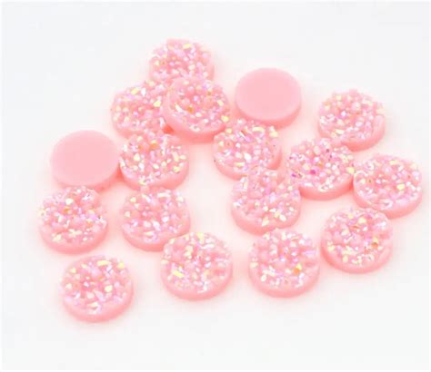 New Fashion 40pcs 12mm Pink AB Colors Natural Ore Style Flat Back Resin