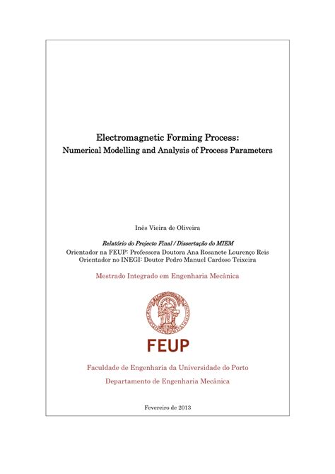 (PDF) Electromagnetic Forming Process: Numerical Modelling and Analysis ...