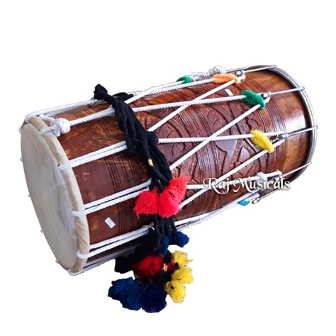 Punjabi Bhangra Dhol Mango Wood With Carving